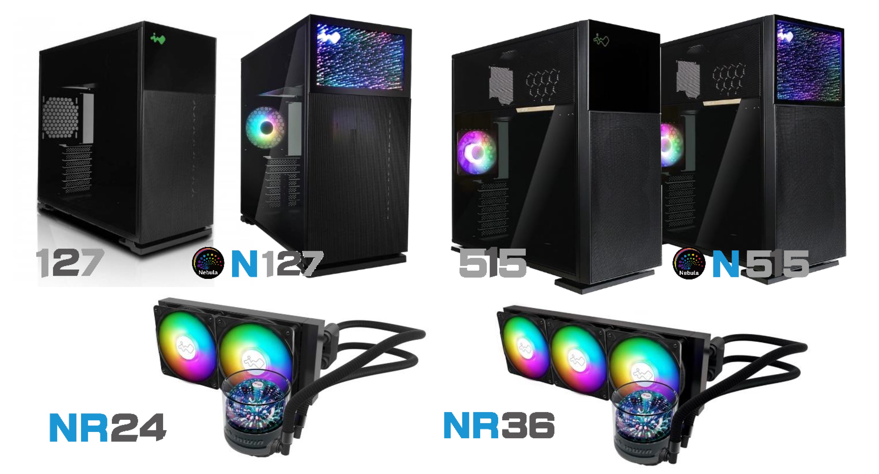 ミドルタワーケース「127」「N127」「515」「N515」、水冷クーラー